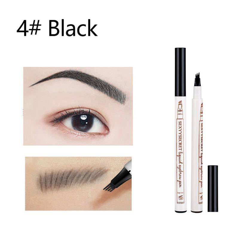 1PC Grau/Braun Augenbrauenstift Brow Liner Enhancer 4 Gabel Tipps Flüssigkeit Stift Skizze Wasserdicht Flüssigen Augenbrauenstift 04#Black von Joom DACH