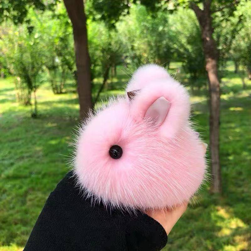 1PC Hase Schlüsselanhänger weich niedlich Faux Kaninchen Pelz Auto Handtasche Schlüsselanhänger einfache und modische Accessoire für Frauen Männer hellrosa von Joom DACH