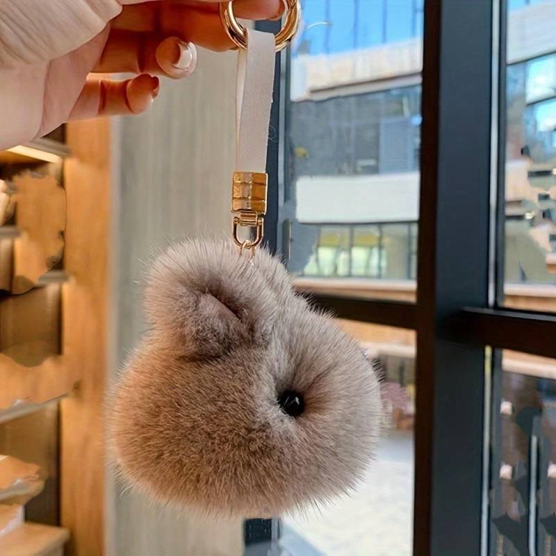1PC Hase Schlüsselanhänger weich niedlich Faux Kaninchen Pelz Auto Handtasche Schlüsselanhänger einfache und modische Accessoire für Frauen Männer graue von Joom DACH