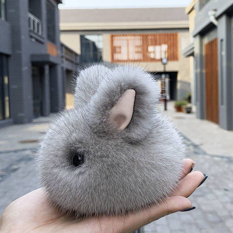 1PC Hase Schlüsselanhänger weich niedlich Faux Kaninchen Pelz Auto Handtasche Schlüsselanhänger einfache und modische Accessoire für Frauen Männer dunkelgrau von Joom DACH