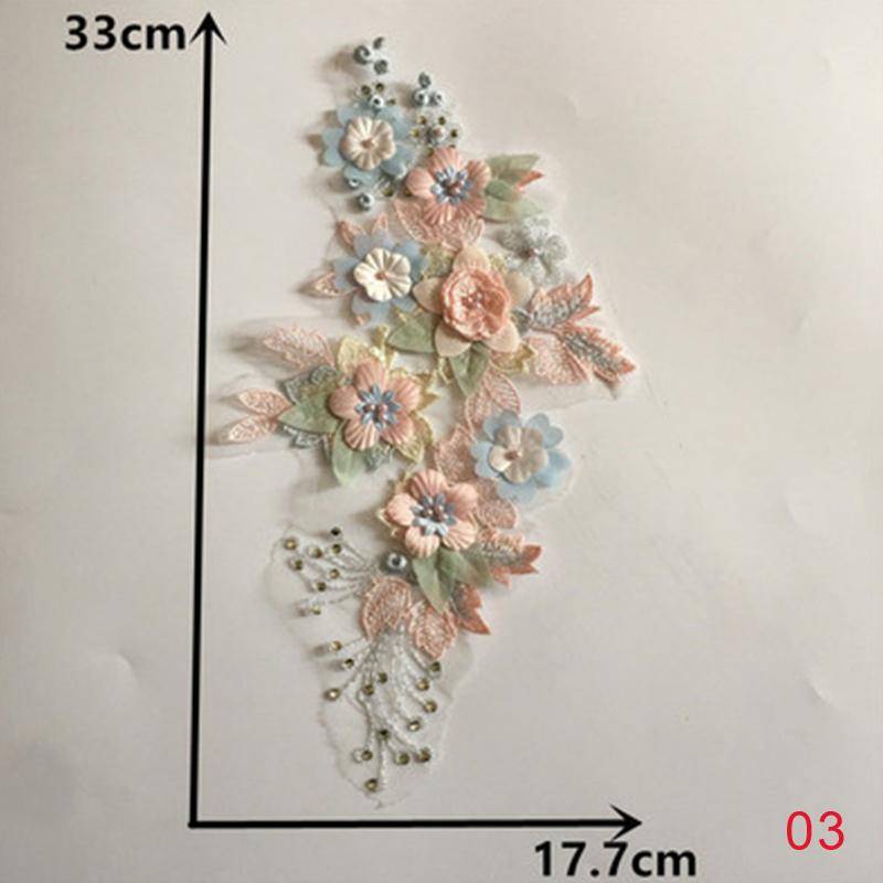 1PC Hochzeit Spitzenkragen Patch Nähen 3D Applikation Stickerei Tüll Dreidimensionale Blumen Kleid 3 von Joom DACH