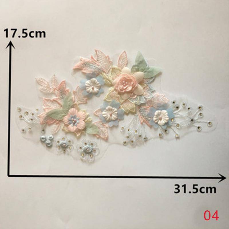 1PC Hochzeit Spitzenkragen Patch Nähen 3D Applikation Stickerei Tüll Dreidimensionale Blumen Kleid 4 von Joom DACH