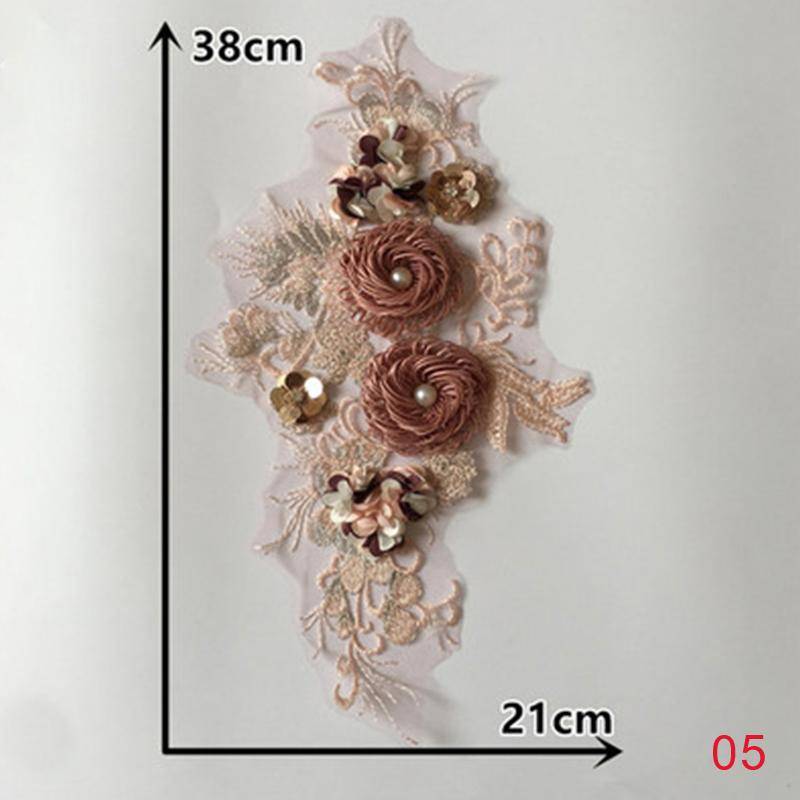1PC Hochzeit Spitzenkragen Patch Nähen 3D Applikation Stickerei Tüll Dreidimensionale Blumen Kleid 5 von Joom DACH