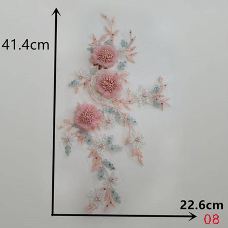 1PC Hochzeit Spitzenkragen Patch Nähen 3D Applikation Stickerei Tüll Dreidimensionale Blumen Kleid 8 von Joom DACH