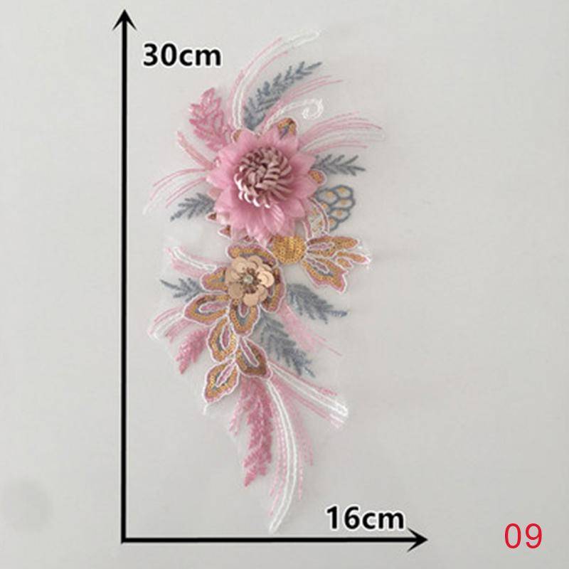1PC Hochzeit Spitzenkragen Patch Nähen 3D Applikation Stickerei Tüll Dreidimensionale Blumen Kleid 9 von Joom DACH