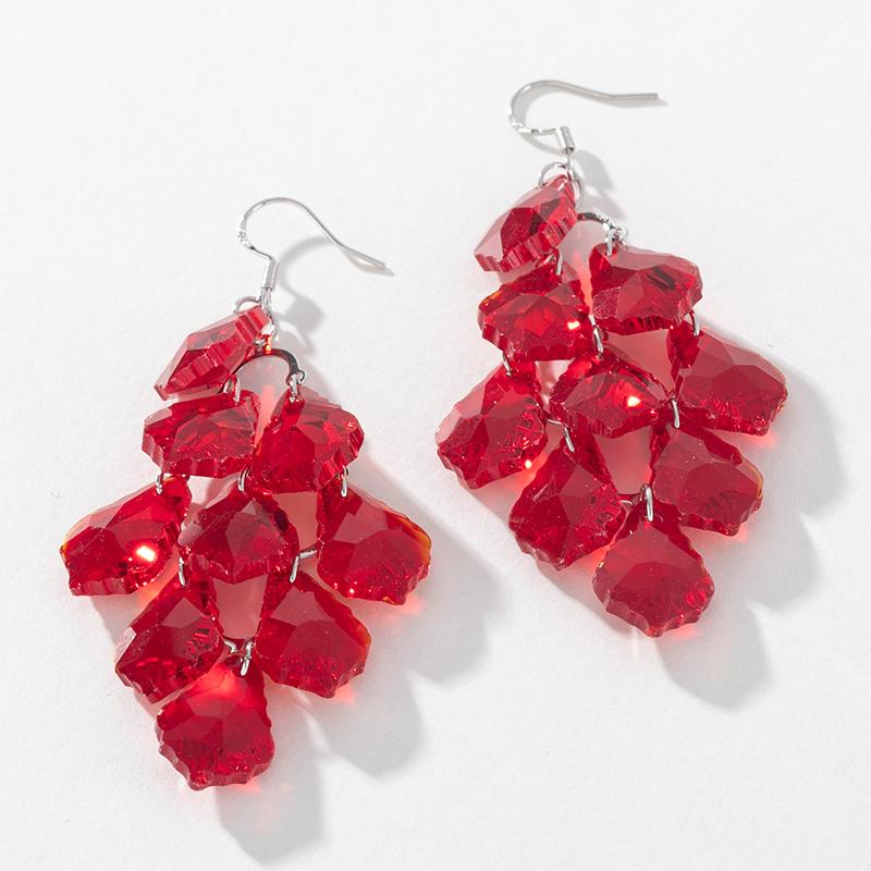 1PC Mode Neue Super Flash Lila Quadrat Kristall Lange String Drop Ohrringe Helle Rote Ohrringe für Frauen Schmuck rot von Joom DACH