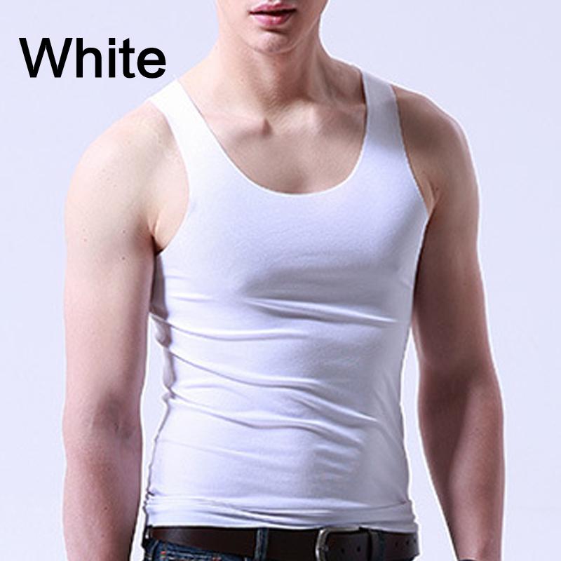 1PC Mode Schlank Engen Unterhemd Bouncy Top männer Nahtlose Eis Seide Tank Elastische Casual Solide L weiß von Joom DACH