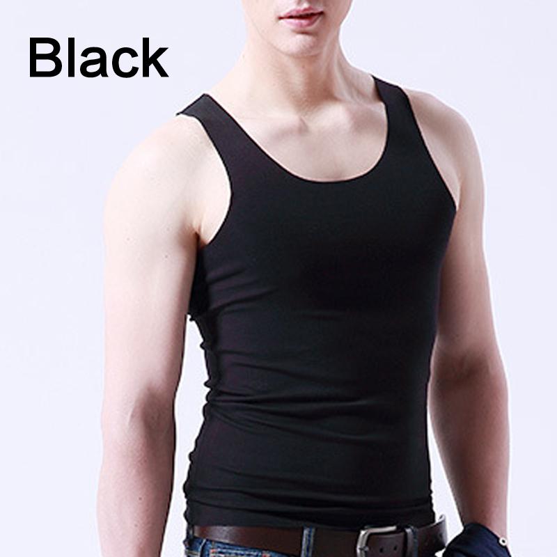 1PC Mode Schlank Engen Unterhemd Bouncy Top männer Nahtlose Eis Seide Tank Elastische Casual Solide XL schwarz von Joom DACH