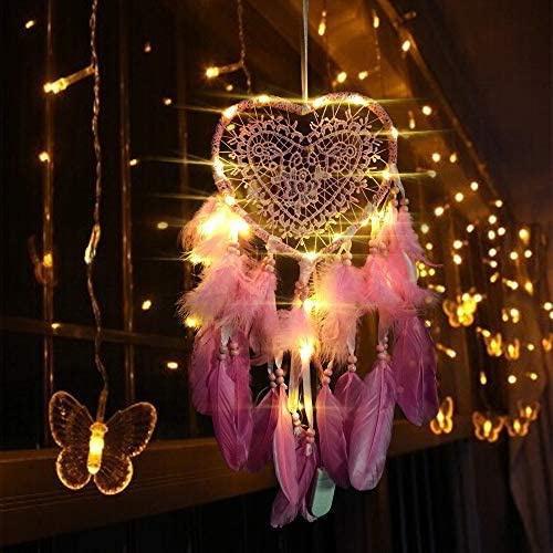 1PC Romantische LED Traumfänger mit Feder Dreamcatcher Nachtlicht Hause Nacht Wand Hängen Home Party Hochzeit Dekoration rosa von Joom DACH