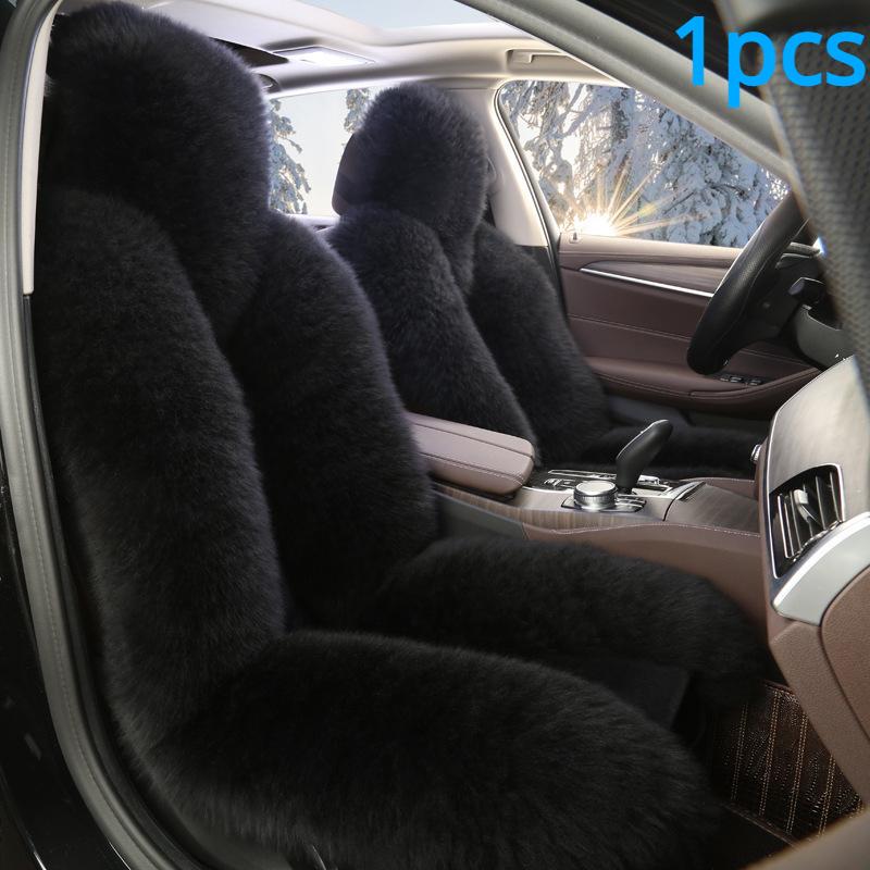 1PC Schaffell Fell Auto Abdeckung Universal Wolle Auto Kissen Vorne Auto Sitz Abdeckung Auto Zubehör Auto Auto-styling auto Innen Weihnachten Geschenk Seat cushion sets of schwarz von Joom DACH