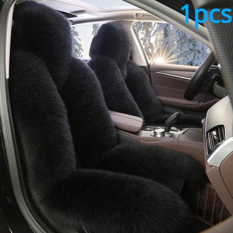 1PC Schaffell Fell Auto Abdeckung Universal Wolle Auto Kissen Vorne Auto Sitz Abdeckung Auto Zubehör Auto Auto-styling auto Innen Weihnachten Geschenk Seat cushion sets of schwarz von Joom DACH