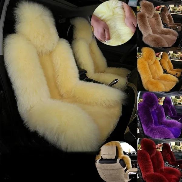 1PC Schaffell Fell Auto Abdeckung Universal Wolle Auto Kissen Vorne Auto Sitz Abdeckung Auto Zubehör Auto Auto-styling auto Innen Weihnachten Geschenk Seat cushion sets of weiß von Joom DACH