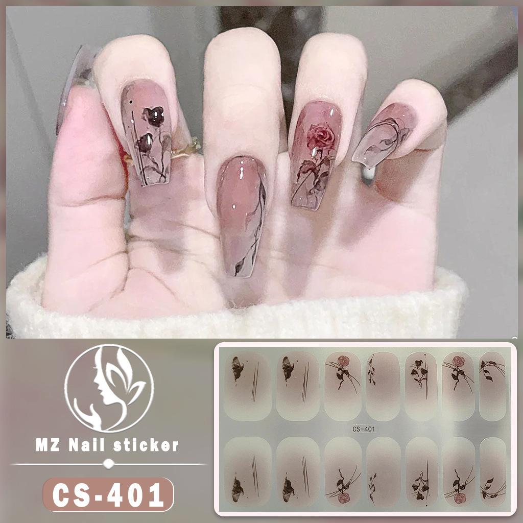 1PC Solid Color Scallion Pink Nagellack Film Panda Blumenmuster Jump Farbverlauf Full Nail Patch Wasserdicht Langlebige Nail Wraps von Joom DACH