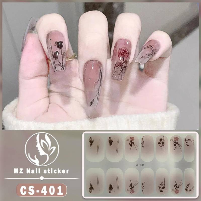 1PC Solid Color Scallion Pink Nagellack Film Panda Blumenmuster Jump Farbverlauf Full Nail Patch Wasserdicht Langlebige Nail Wraps von Joom DACH