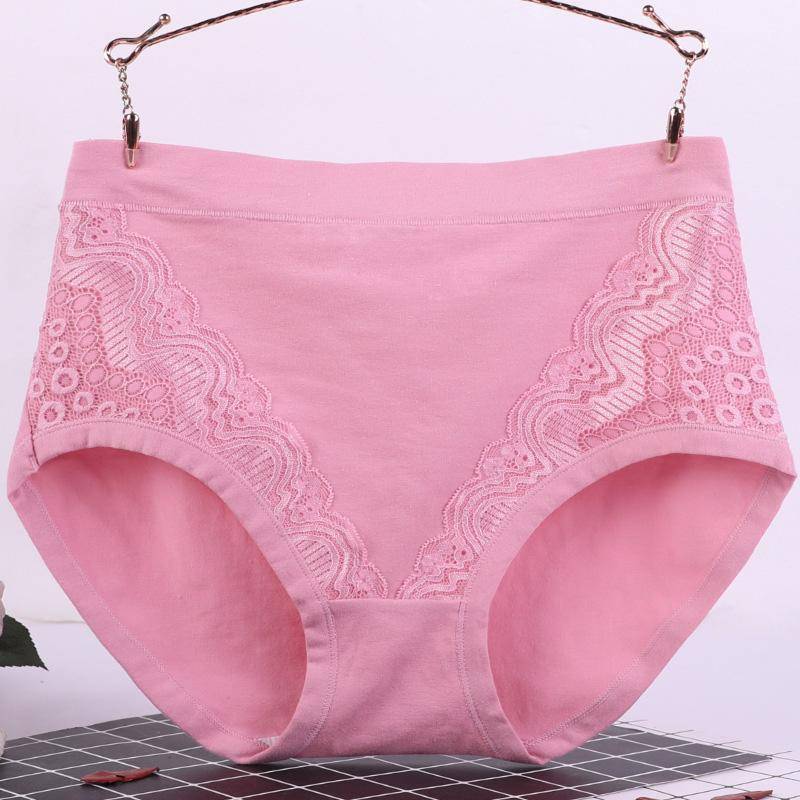 1PC Unterwäsche Baumwolle Spitze Plus Größe Höschen Wäsche Slips Hohe Taille Frauen Mittleren Alters 3XL rosa von Joom DACH
