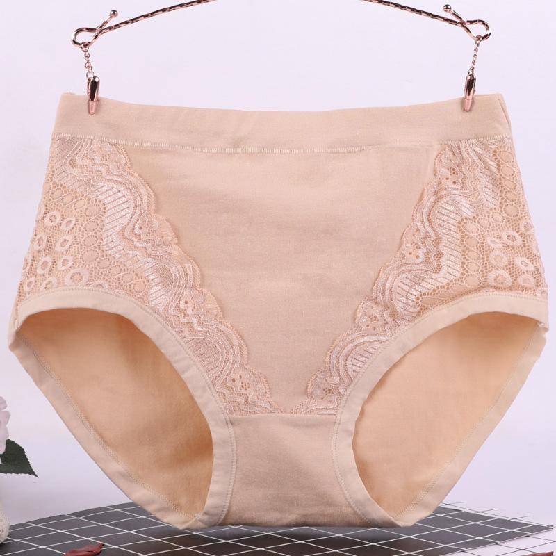 1PC Unterwäsche Baumwolle Spitze Plus Größe Höschen Wäsche Slips Hohe Taille Frauen Mittleren Alters 6XL beige von Joom DACH
