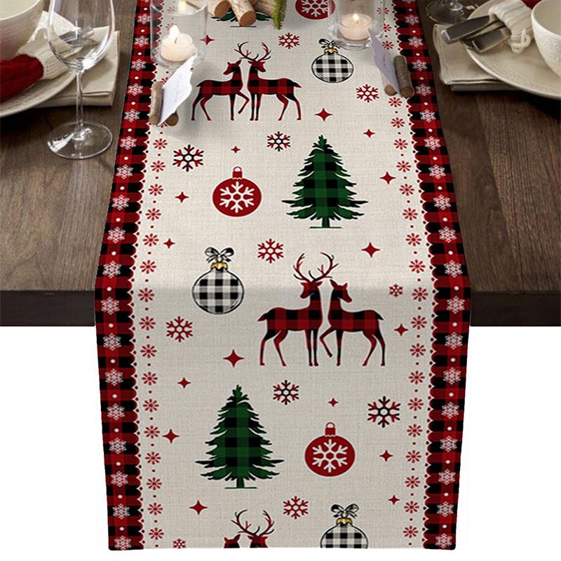 1PC Weihnachtsdekoration Tischläufer Tuch Weihnachtstischflagge Polyester Neujahr 2024 33*180 von Joom DACH