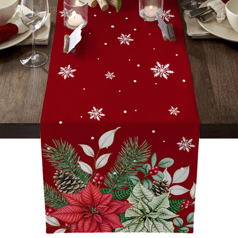 1PC Weihnachtsdekoration Tischläufer Tuch Weihnachtstischflagge Polyester Neujahr 2024 33*180 von Joom DACH