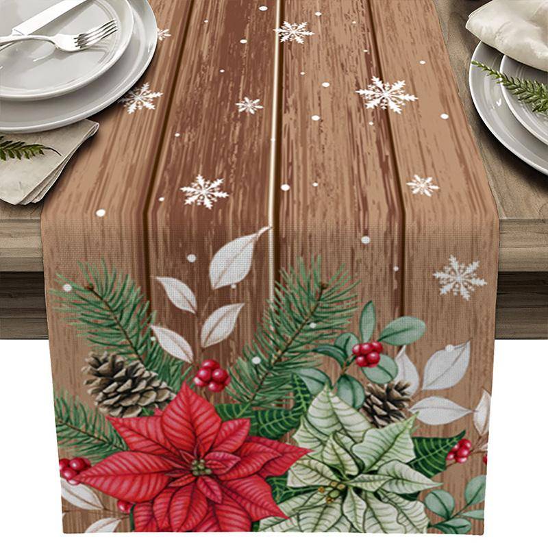 1PC Weihnachtsdekoration Tischläufer Tuch Weihnachtstischflagge Polyester Neujahr 2024 33*180 von Joom DACH