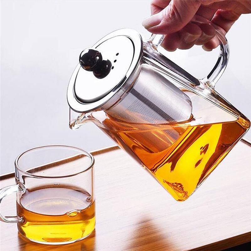 1PC mit Infuser Edelstahl Filter Teesiebe Glas Teekanne hitzebeständig klar 350ml reinfarbig von Joom DACH