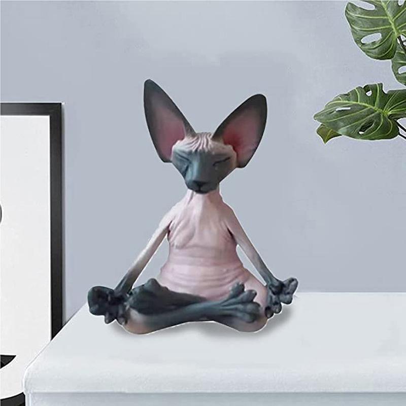 1PC süße Meditation Katze Sammlung Statue Miniatur handgemachte Tier Puppe Home Dekoration schwarz/rosa von Joom DACH