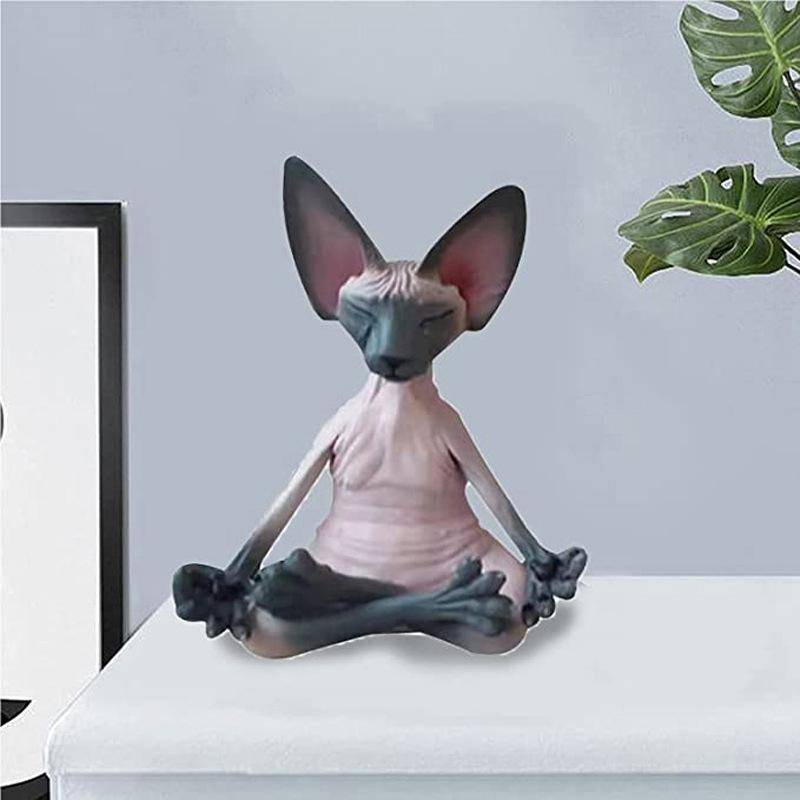 1PC süße Meditation Katze Sammlung Statue Miniatur handgemachte Tier Puppe Home Dekoration schwarz/rosa von Joom DACH