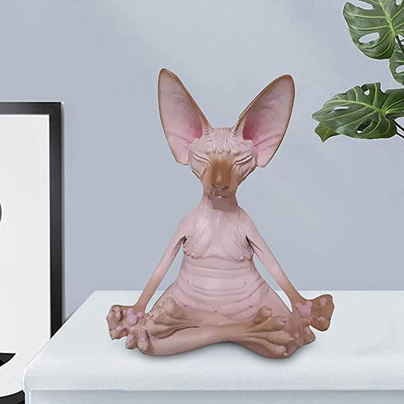 1PC süße Meditation Katze Sammlung Statue Miniatur handgemachte Tier Puppe Home Dekoration rosa von Joom DACH