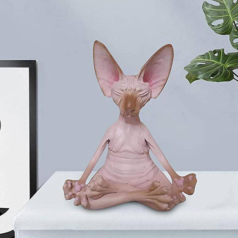 1PC süße Meditation Katze Sammlung Statue Miniatur handgemachte Tier Puppe Home Dekoration rosa von Joom DACH