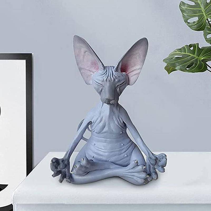 1PC süße Meditation Katze Sammlung Statue Miniatur handgemachte Tier Puppe Home Dekoration graue von Joom DACH