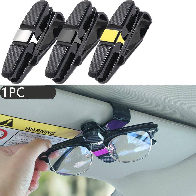 1PCS Carbon Faser Auto Gläser Clip Kreative Vielseitigkeit Auto Sonnenblende Gläser Halter Ticket Clip Auto Zubehör grau von Joom DACH