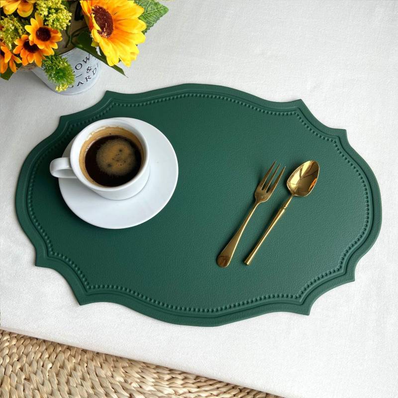 1PCS Faux Leder Tischset Küche Esstisch Pad Schwarz Grün Ort Matte Geschirr Cafe Pad grün von Joom DACH