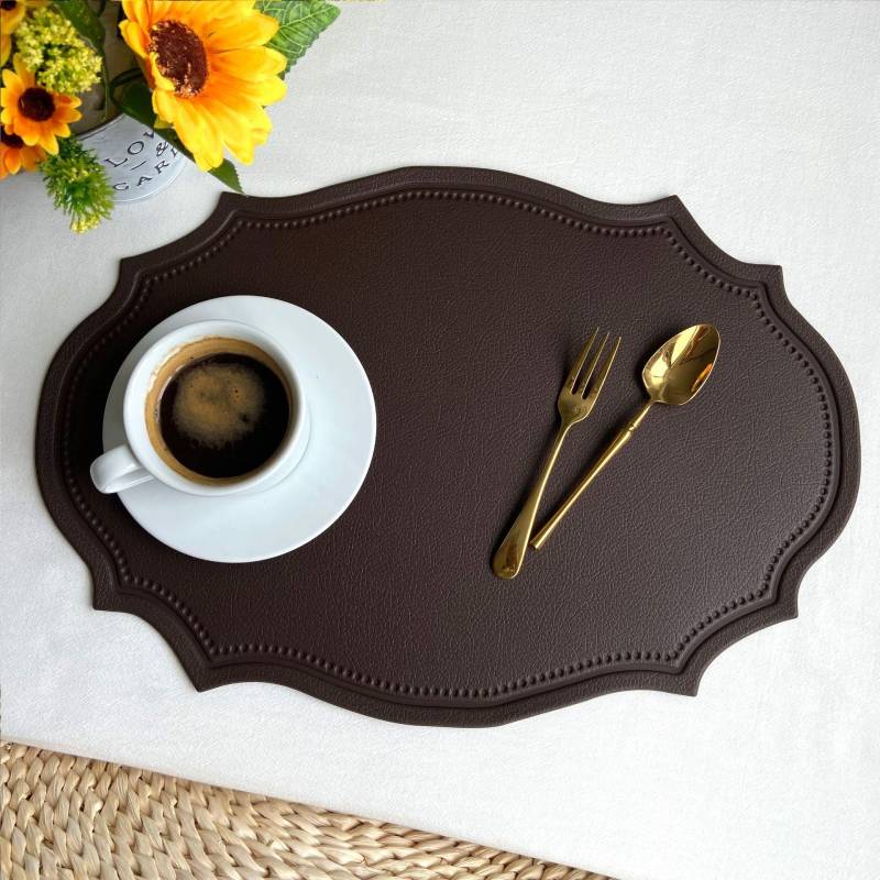 1PCS Faux Leder Tischset Küche Esstisch Pad Schwarz Grün Ort Matte Geschirr Cafe Pad braun von Joom DACH