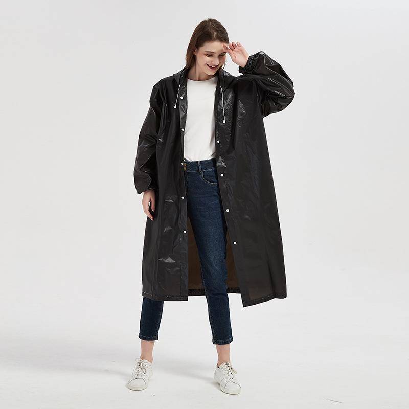 1PCS Hohe Qualität EVA Unisex Regenmantel Verdickt Wasserdichte Regen Mantel Frauen Männer Schwarz Camping Wasserdichte Regenbekleidung Anzug One Size schwarz von Joom DACH