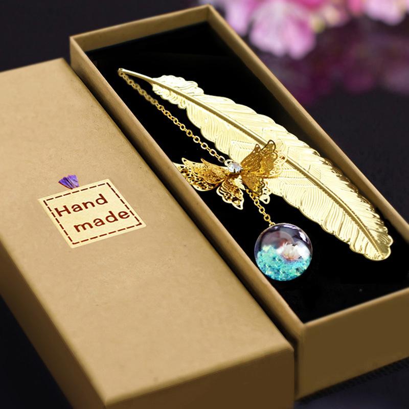 1PCS Klassische Lesezeichen Metall Feder Schmetterling Anhänger Mit Blume Kreative Lesezeichen Geschenk ZH blau von Joom DACH
