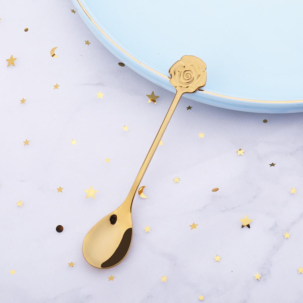 1PCS Teelöffel Kaffee Löffel 304 Edelstahl Löffel Rühren Blume Löffel Paar Löffel Weihnachten Geschenk flower gold von Joom DACH