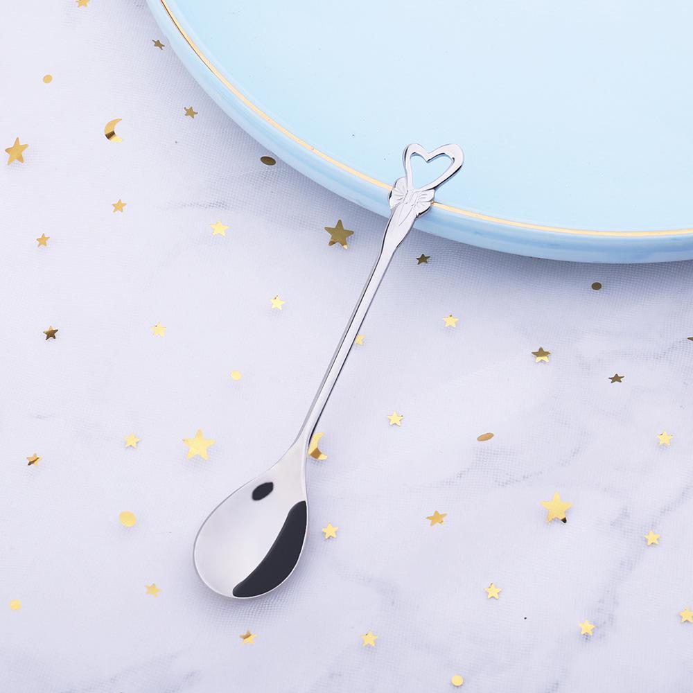 1PCS Teelöffel Kaffee Löffel 304 Edelstahl Löffel Rühren Blume Löffel Paar Löffel Weihnachten Geschenk heart shape silber von Joom DACH