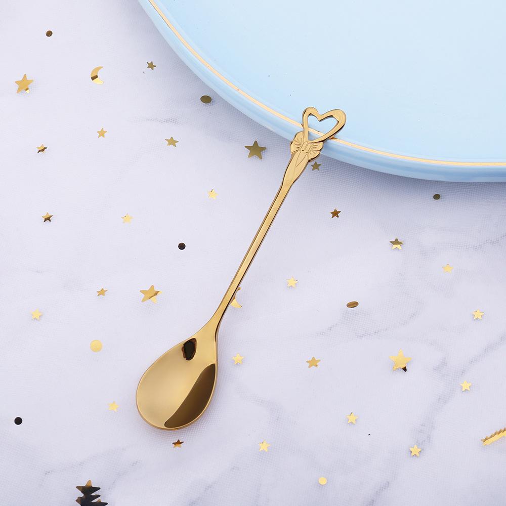 1PCS Teelöffel Kaffee Löffel 304 Edelstahl Löffel Rühren Blume Löffel Paar Löffel Weihnachten Geschenk heart shape gold von Joom DACH