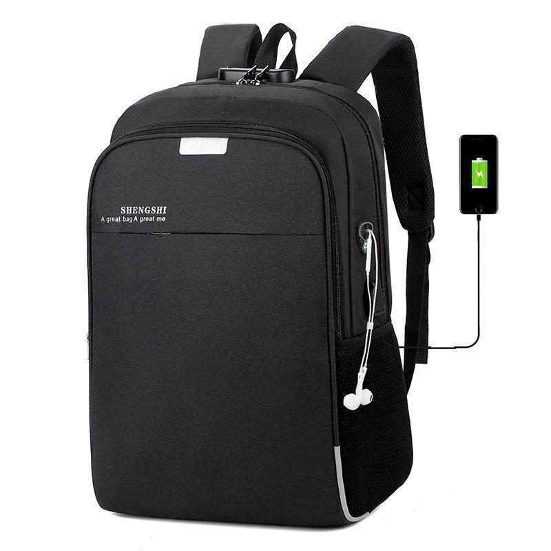 1PCS USB-Aufladung Lässiger Rucksack Business Bedruckte multifunktionale einbruchsichere Tasche Herren- und Damenschultasche Große Kapazität Langlebige Computertaschen schwarz von Joom DACH