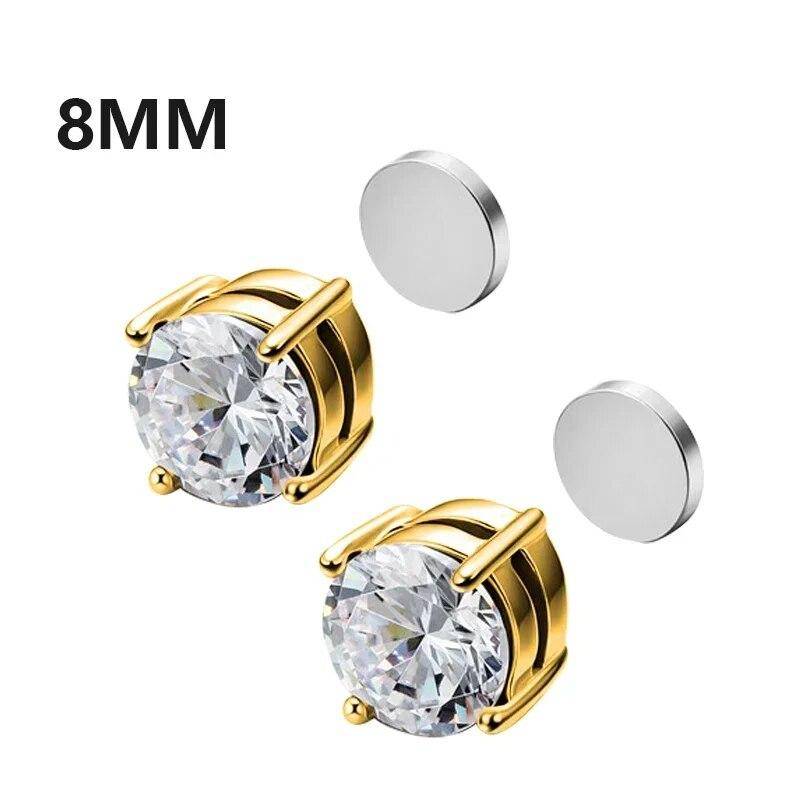 1Pairs Kristall Starke Magnetische Ohr Stud Clip Ohrringe für Männer und Frauen Punk Runde Zirkon Magnet Ohrringe Nicht Piercing schmuck von Joom DACH