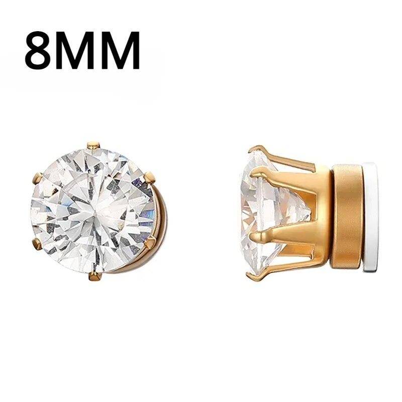1Pairs Kristall Starke Magnetische Ohr Stud Clip Ohrringe für Männer und Frauen Punk Runde Zirkon Magnet Ohrringe Nicht Piercing schmuck von Joom DACH