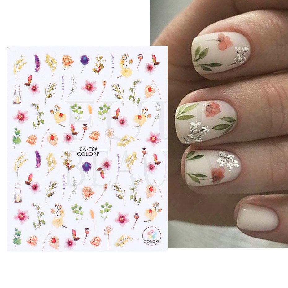 1Pc 3D Nagel Aufkleber Blume Pflanzen Nail art Aufkleber Floral Blatt Frühling Sliders Maniküre Dekor von Joom DACH