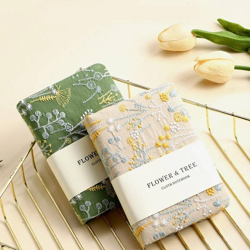 1Pc A6 Stickerei Blume Notebook Tragbare Handbuch Ultra-Dick Student Tagebuch Einfache Notebook für Studenten grün von Joom DACH