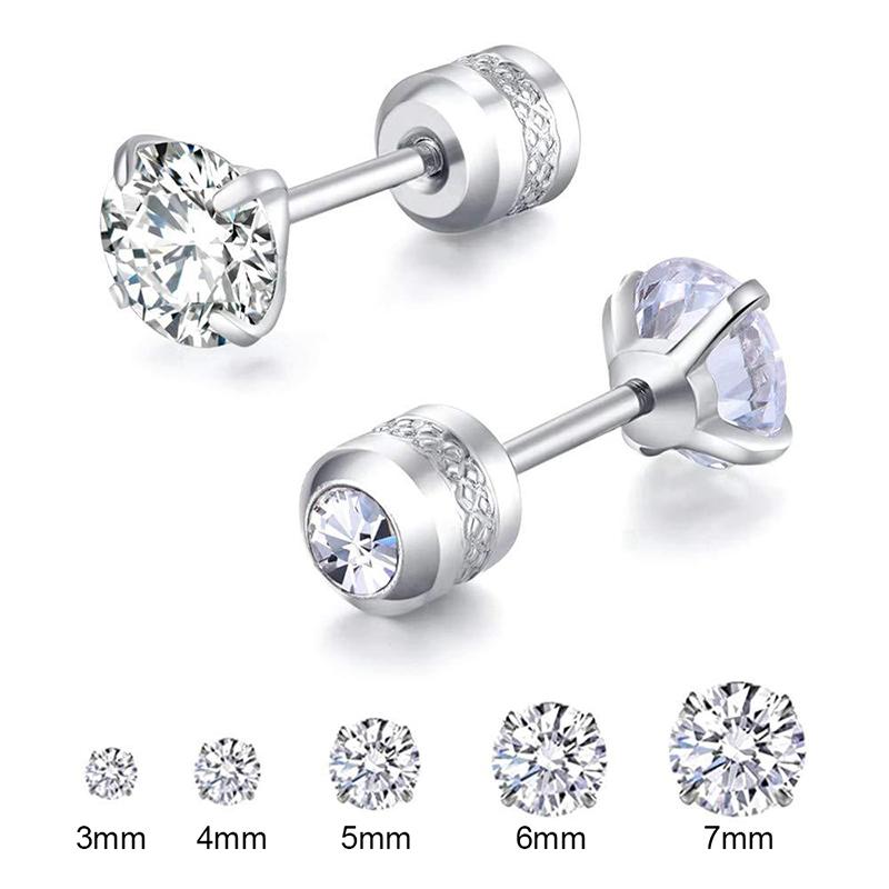 1Pc Edelstahl Doppel Zirkon Koreanische Ohrringe Frauen Schraube Ohr Stud von Joom DACH