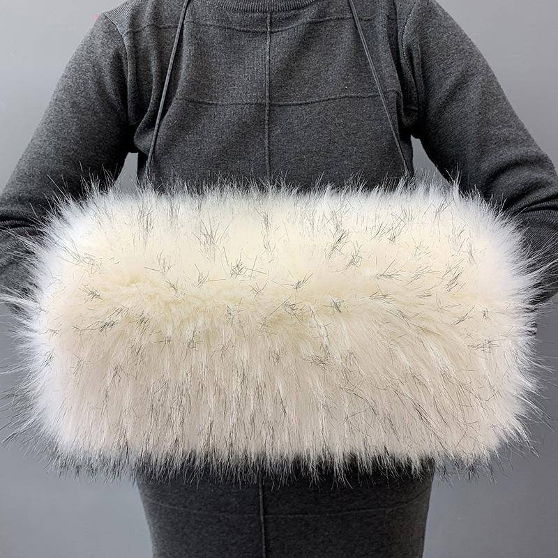 1Pc Lady Imitation Weich Verdicken Plüsch Flauschigen Faux Fuchs Pelz Hand Wärmer Handschuhe Arm Ärmel Muff Kissen von Joom DACH
