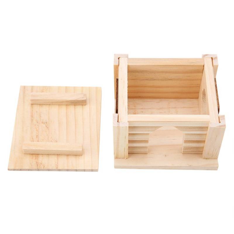 1Pc Natürliche Holz Hamster Haus Flache Top Kabine Ratte Hütte Maus Käfig für Kleine Haustier Spielzeug von Joom DACH