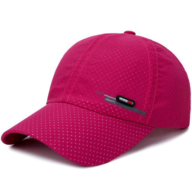1Pc Sommer Luxus Marke Für Männer Sport Lauf Schweiß Baseball Kappe Männlichen Kanada Golf Caps Quick Dry Frauen Solide snapback Knochen Hut rose rot von Joom DACH