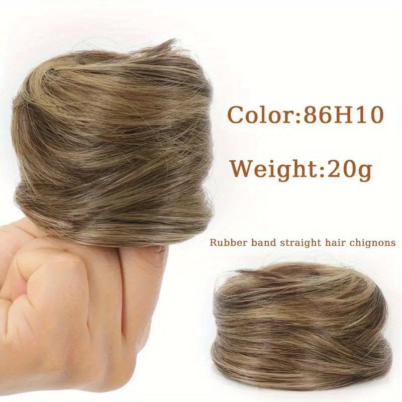 1Pc Synthetische Haarknoten Gerade Chignon Elastisches Gummiband Gefälschte Haarspange Haarschwanzverlängerung Hochsteckfrisur Haarteil Pferdeschwanz 4inch von Joom DACH