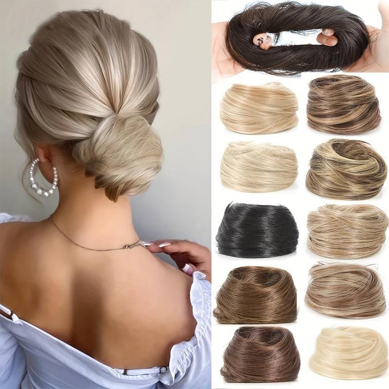 1Pc Synthetische Haarknoten Gerade Chignon Elastisches Gummiband Gefälschte Haarspange Haarschwanzverlängerung Hochsteckfrisur Haarteil Pferdeschwanz von Joom DACH