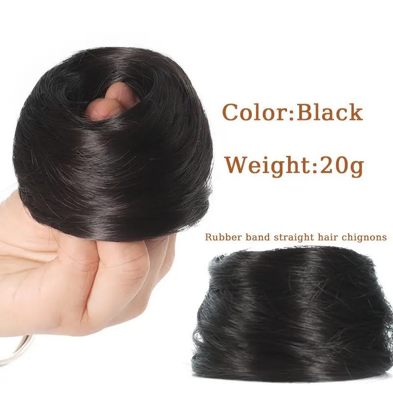 1Pc Synthetische Haarknoten Gerade Chignon Elastisches Gummiband Gefälschte Haarspange Haarschwanzverlängerung Hochsteckfrisur Haarteil Pferdeschwanz von Joom DACH