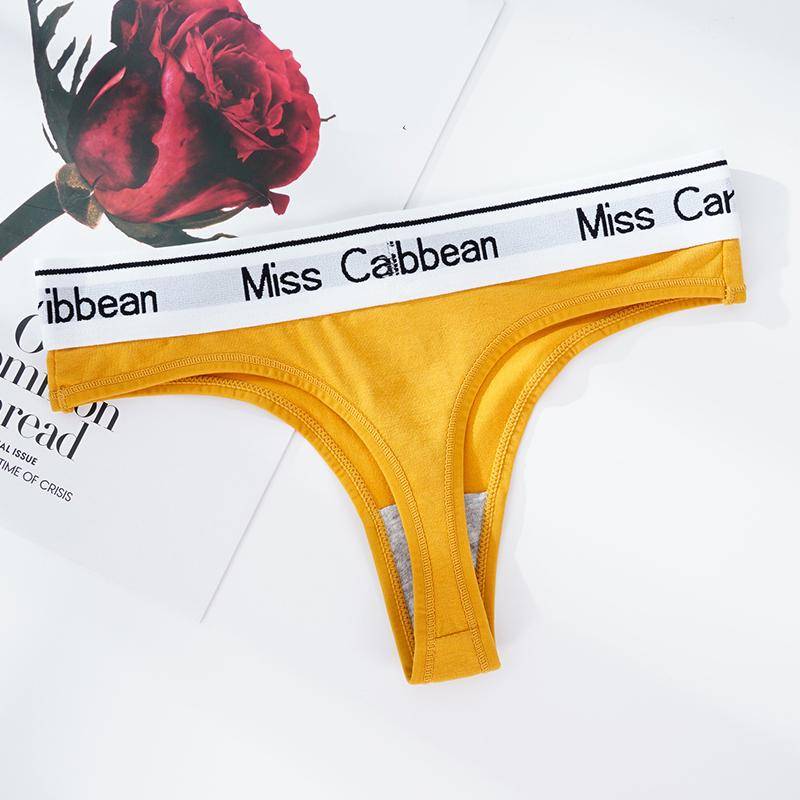 1Pcs Frauen Nahtlose Baumwolle Tangas Höschen Brief Breiten Gürtel G-string Niedrigen Taille Slips Unterwäsche XL gelb von Joom DACH